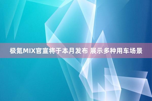 极氪MIX官宣将于本月发布 展示多种用车场景