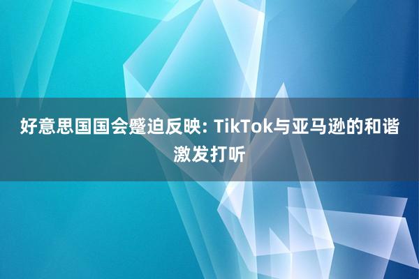 好意思国国会蹙迫反映: TikTok与亚马逊的和谐激发打听